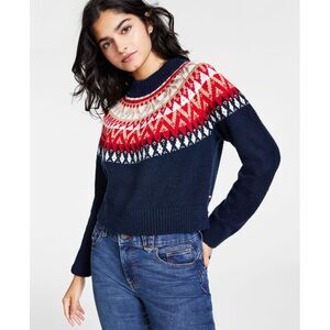 Tommy Hilfiger Womens Half Snowflake Raglan Sweater